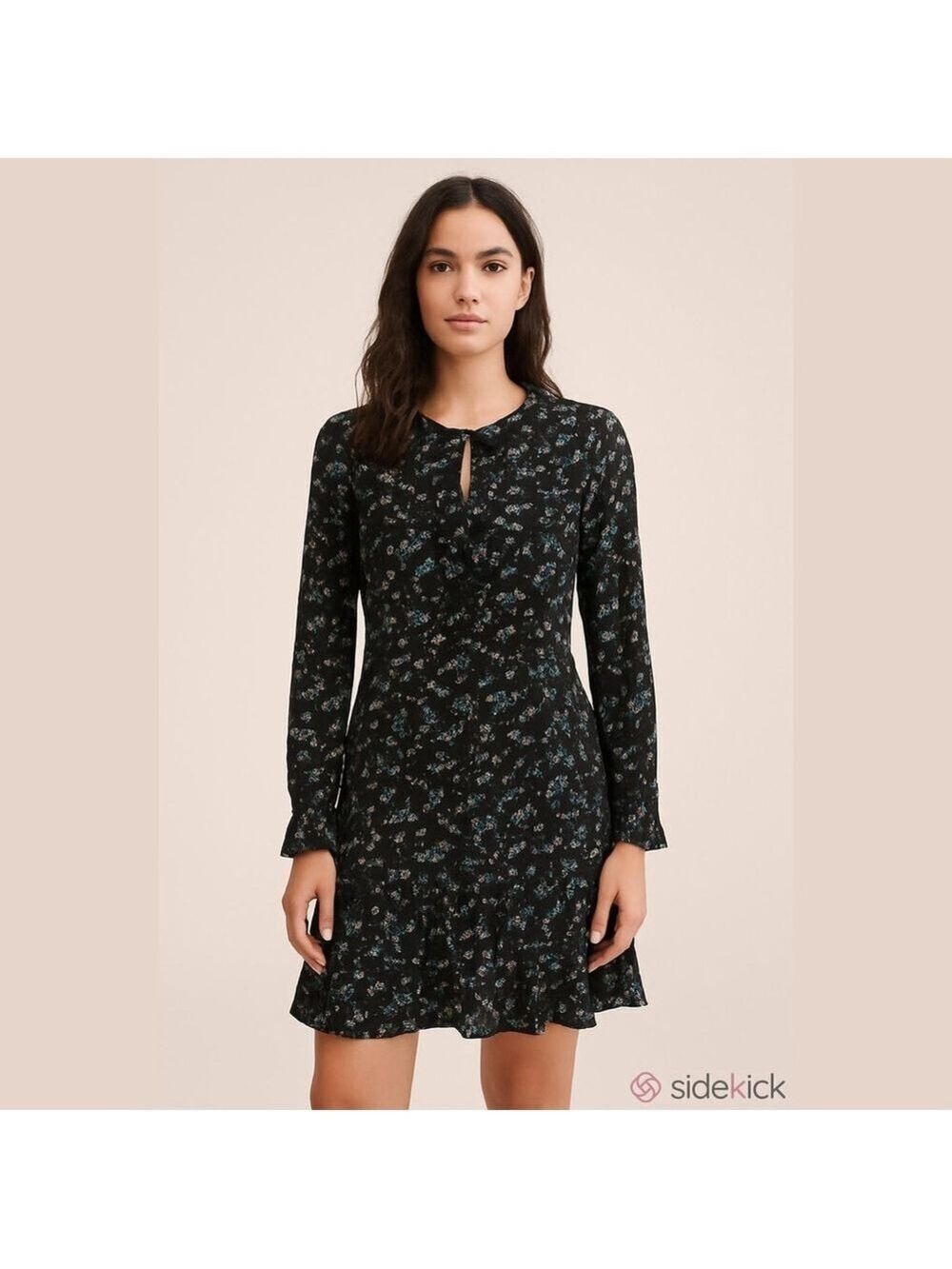 Veronica Beard 100% Silk Black Floral Ruffle Shift Dress Sz 10